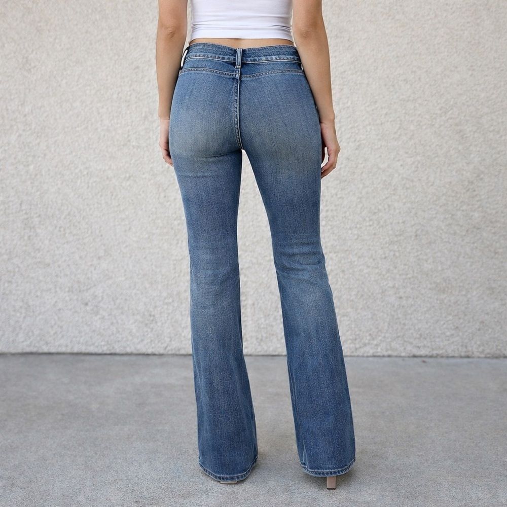 NWT Crest Flare Jeans Y2K Vintage Aesthetic Front Pockets Vintage 70’s Vibe - Picture 2 of 4